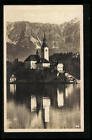 Bled, nabrzeże z kościołem, pocztówka 1929 