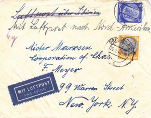 1940, Dresde, Alemania a Nueva York, Nueva York, censurado, ver comentario (C2635) - Imagen 1 de 1