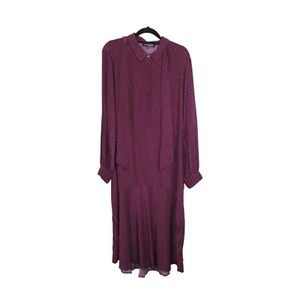 David Lawrence NWT Layla Spot Dress in Blackberry Size 12 Long Sleeves Belted - Picture 1 of 14