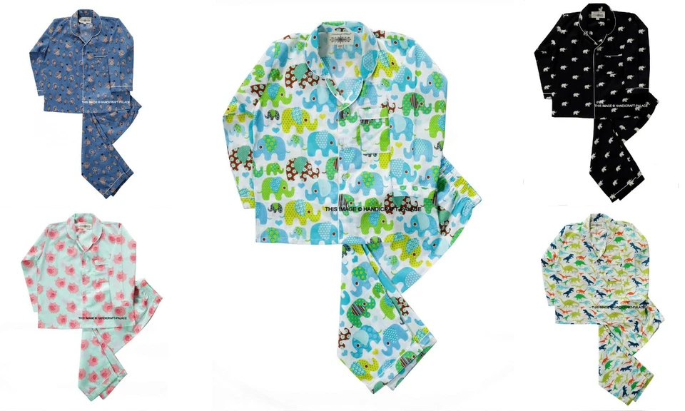 Conjunto de trajes de pijama 100 % algodón para niños niñas niños Foto 1 de 1