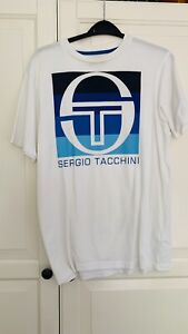 Sergio Tacchini Mens Elbow Casual Crew Neck Logo T-Shirt Top Tee - White
