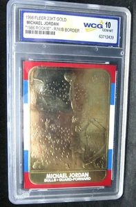 MICHAEL JORDAN 1998 FLEER 23KT GOLD 1986 FLEER ROOKIE WCCG10!BULLS G GOAT HOF - Picture 1 of 2