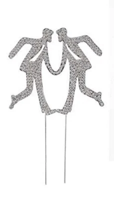 Decoración de pastel de boda con diamantes de imitación para novios masculinos  Foto 1 de 4