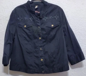 Caribbean Joe Womens Black Denim Jacket - Picture 1 of 2
