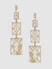 $225 Akola Women's Gold Horn Linear Rectangular Post Back Fashion Drop Earrings