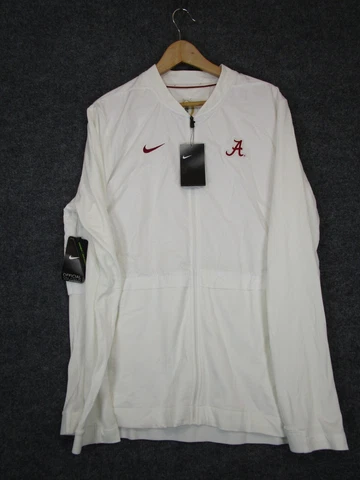 New Nike Alabama Crimson Tide Bomber Jacket Mens L White Windbreaker Cover