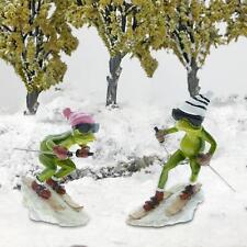Paar Frosch Statue Tischdekoration Kunstharz Skifahren Froschfiguren