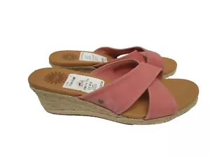 kUGG  Women Pink Cross Strap Slip On Open Toe Wedge Sandals Size 9.5 MRSP $69.96 - Picture 1 of 8