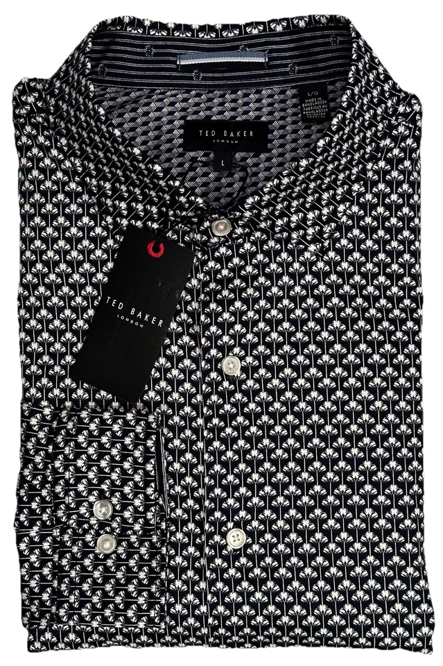 $175 NUEVA CAMISA DE VESTIR TED BAKER LONDRES XL / 17.5 44 FLORAL AZUL BLANCO Foto 1 de 4
