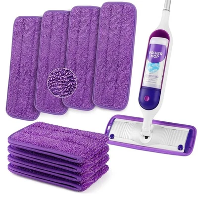 Paquete de 4 almohadillas reutilizables para fregona de microfibra Swiffer PowerMop almohadillas recargas 13""-15 pulgadas Foto 1 de 4