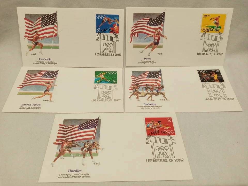 US First Day Issue Covers - Lot of 5 Covers 1991 SUMMER OLYMPICS (FDC218) - Image 1 of 1