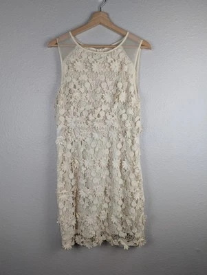 Anthropologie Thistlepearl Womens Dress 12  Floral Embroidered crochet Beige 183 - Image 1 of 4