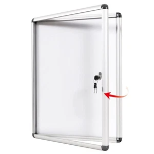 SWANCROWN Locking Bulletin Boards Enclosed Noticeboard White Glass Message Bo... - Picture 1 of 9