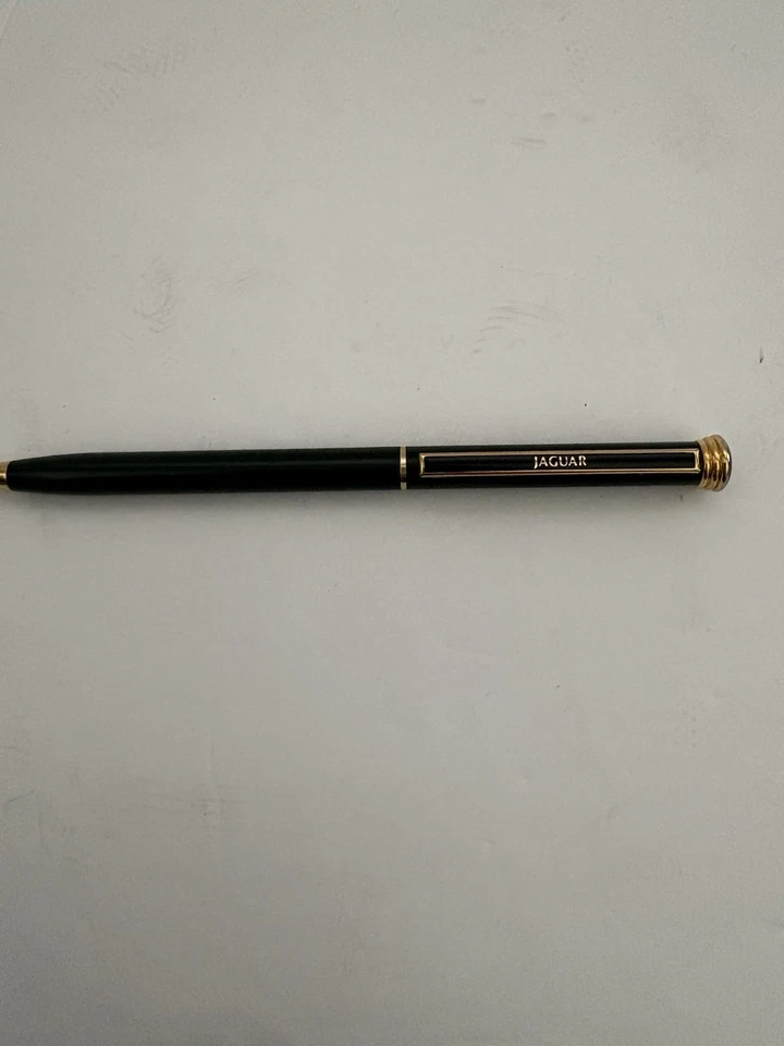 Bolígrafo Jaguar Borde Dorado Verde con Funda de Cuero Beige Original - Lujo  Foto 1 de 4