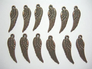 Copper Plated Wings 16mm Drops Charms (12) - Picture 1 of 1