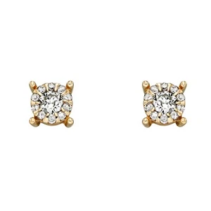 Natural Diamond April Stud Earrings 9ct Yellow Gold 375 Hallmarked British Made - Picture 1 of 4