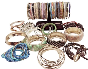 LOT of 93 Pieces VGUC Bracelets/Bangles Various Metals Stones Eras - Picture 1 of 10