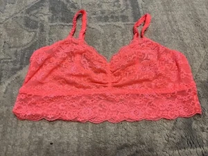 NWOT Victorias Secret PINK Lace Bralette Bra Large Orange Wireless Womens - Picture 1 of 3