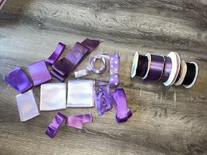 Vintage Ribbon Lot – Various Purple Nylon & Polyester Scraps and Spools - Picture 1 of 4