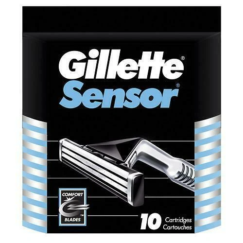 Gillette Sensor 10 Piece Self-Adjusting Twin Blades Replacement Razors