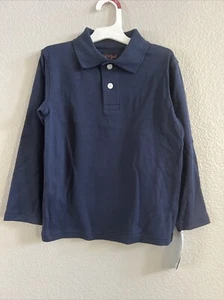 Cat And Jack XS 4/5 Navy Blue Polo long sleeve Shirt School Uniform New - Picture 1 of 4