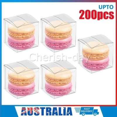 20-200pcs Clear Macaron Square Boxes Bomboniere Wedding Baby Favour 5x5x5 cm AU - image 1 of 4