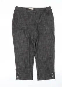 Daxon Womens Grey Cotton Blend Capri Trousers Size 12 L20 in - Picture 1 of 12