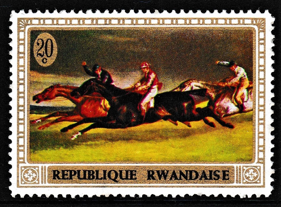 MNH 20c "THE EPSON DERBY DE THEODOR GERICAULT" Ruanda 1970 Foto 1 de 2