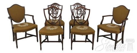 LF58982EC: Set of 6 Vintage High Quality Shield Back Dining Room Chairs Cover