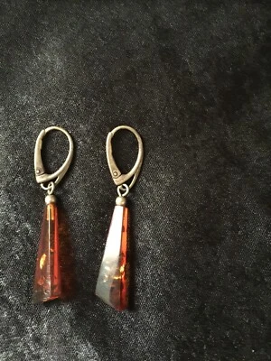  Pendientes ámbar marrón y verde de ley y amarillo. Foto 1 de 2