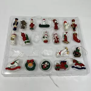 Vintage Joy Brite Lot of 20 Mini Christmas Tree Ornaments Wooden Hand painted - Picture 1 of 7