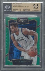 JUSTIN ANDERSON 2015-16 PANINI SELECT GREEN PRIZM RC #D 4/5 BGS 9.5 GEM MINT
