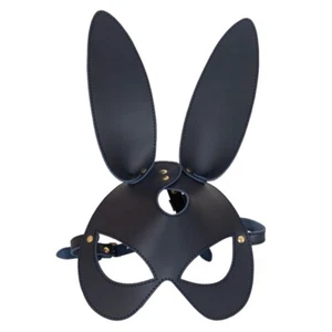 Rabbit mask, Leather Bunny Face mask. Dark Blue - Picture 1 of 24