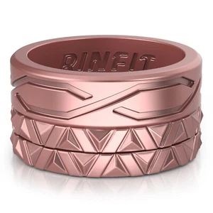 Silicone Wedding Rings for Women. Stackable 3 Rubber Rings Set by RINFIT 4love - Picture 1 of 17