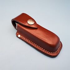 Multi-Tool Belt Sheath 4.25” closed Tools or Folding Knives Brown Leather Wave