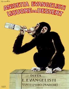 12486.Decoration Poster.Home room wall interior design.Bar monkey drinking wine - Picture 1 of 1