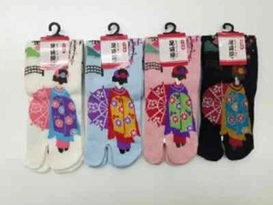 New Set of 6 Kyoto Maiko pattern Tabi Socks 22-25cm From Nara Japan F/S - Picture 1 of 5