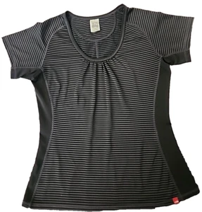 The North Face Shirt Top Women's Medium Vapor Wick Athletic Black Gray Striped - Picture 1 of 8
