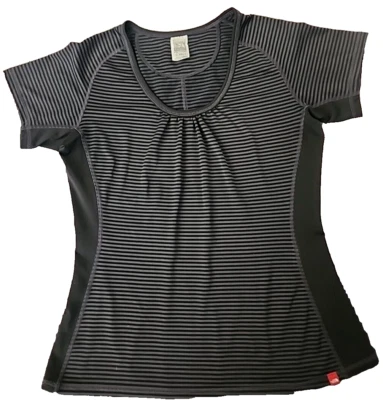 Camisa Top Para Mujer The North Face Mediana Mecha de Vapor Atlética Negra Gris Rayas Foto 1 de 4