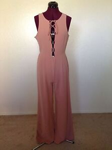 NEW MISSGUIDED Dark Pink Lace Up Front Jumpsuit*UK 12/US 8