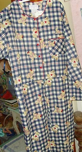 New adult vinta sleeper pajamas pjs size M one piece jumper flannel teddy bears - Picture 1 of 2