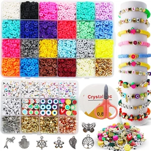 5300+ Pcs Assorted Beads Set for Girls Crafts Bracelets Making, Flat Clay Beads - Picture 1 of 12