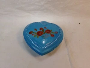 Vintage McNees 379 Pottery Heart Shaped Floral Lidded Trinket Dish - Picture 1 of 5