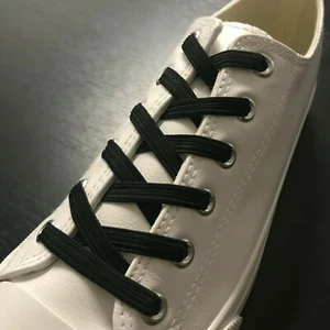 2 pairs No Tie Tieless Lazy Elastic Flat Shoe laces Casual Unisex Replacements - Picture 1 of 19