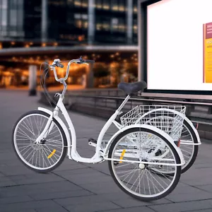 26 Zoll Dreirad 6-Gang Rad Senioren 3-Fahrrad Für Erwachsene Mit Einkaufskorb - Bild 1 von 7