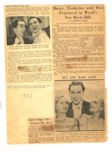 IT'S GREAT TO BE ALIVE 1933 ORIGINAL MOVIE CLIPPINGS LAST MAN ON EARTH - Picture 1 of 1