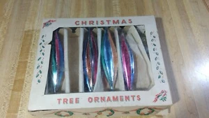 (4) ¡Adornos de Navidad vintage de vidrio soplado brillante lágrima acanalada Icicles! - Imagen 1 de 3