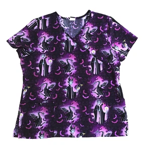 Disney Villians Maleficent Women XL Scrub Top Shirt - Picture 1 of 8