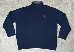 Polo Ralph Lauren Performance 1/4 Zip Sweater Mens 2XL Blue Mock Neck FLAW - Picture 1 of 10