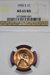 1955-S 1C MS65RD NGC LINCOLN WHEAT CENT #B45981 - Picture 1 of 2